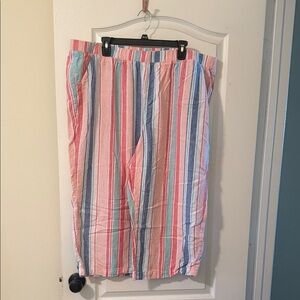 Striped Multicolor Women's Linen Capris